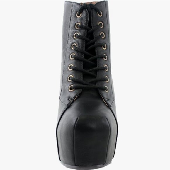 Chunky High Heel Lace Up Ankle Boot Bootie - Picture 4 of 4